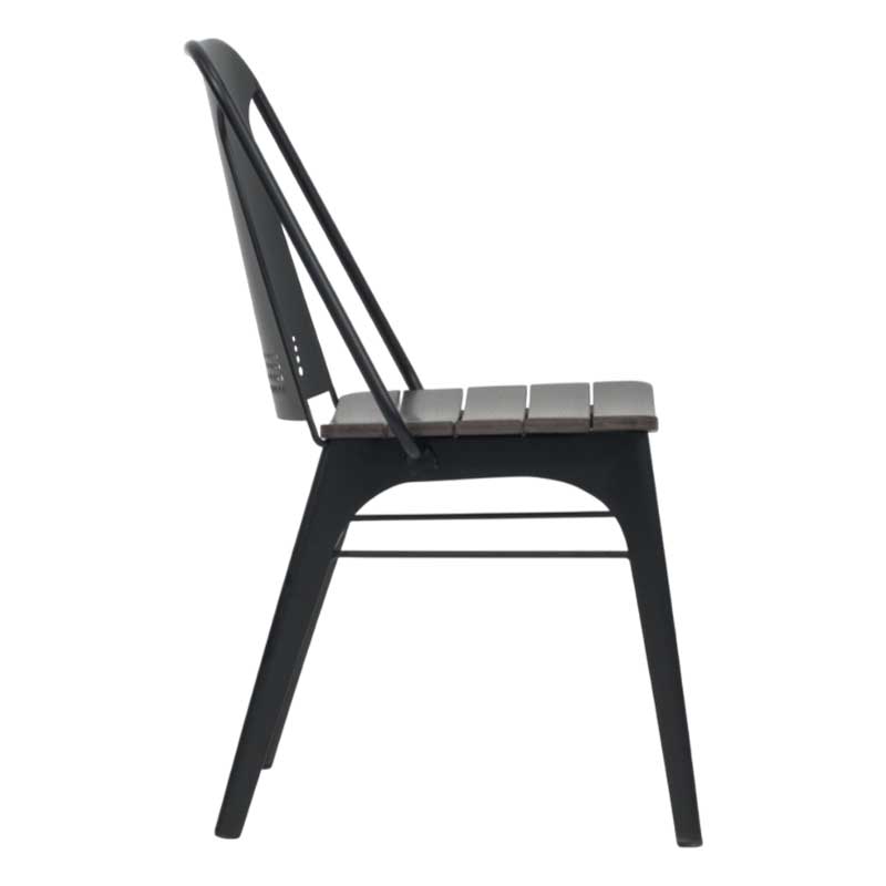 Teak Seat Metal Chair